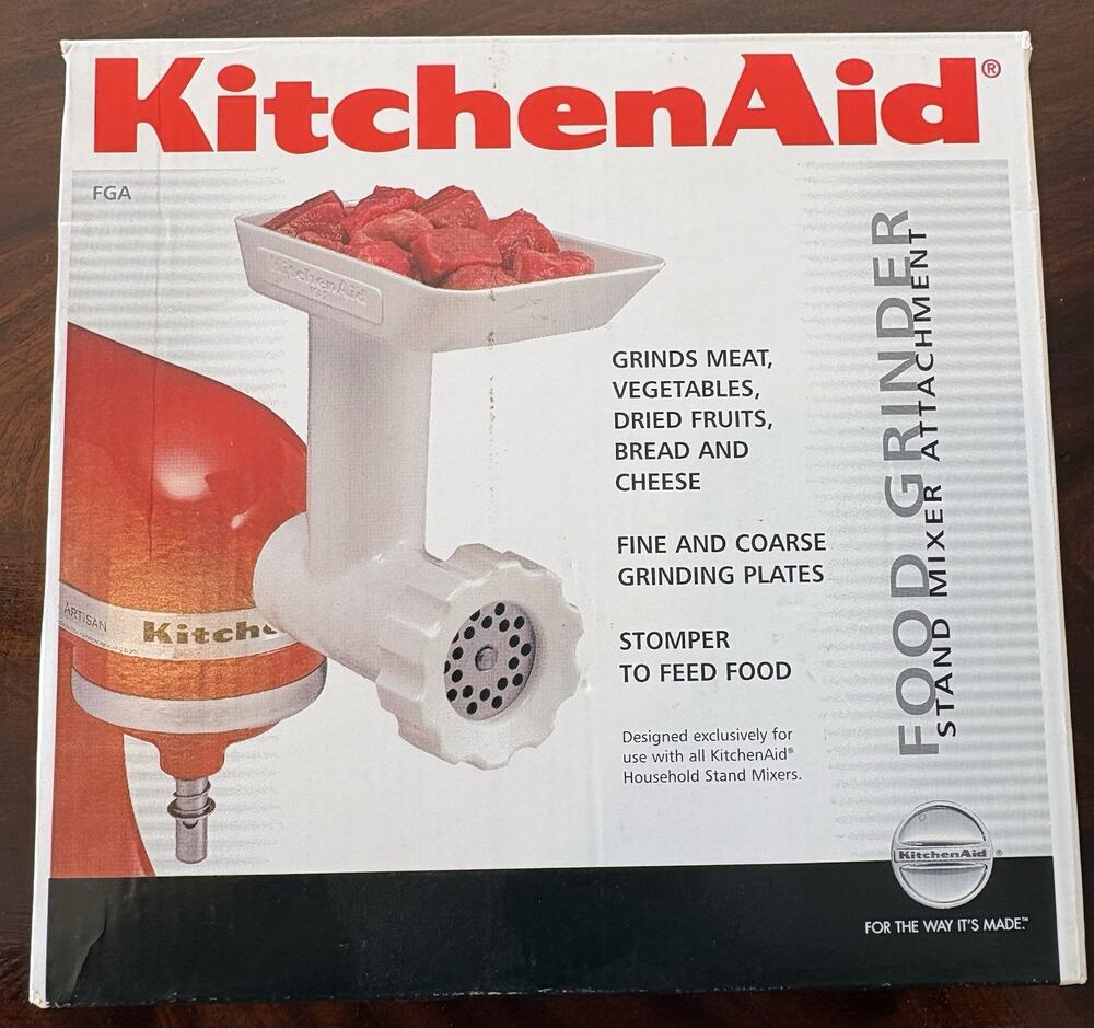 KitchenAid Food Grinder Stand Mixer Attachment White Model FGA New Open Box